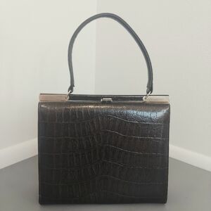 Vintage Brown Crocodile-Embossed Purse